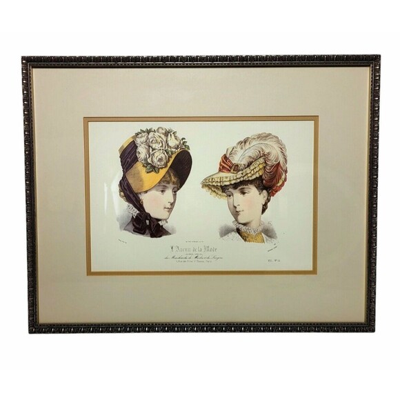 1880s Victorian Henry Petit L'Avenir de la Mode Hat Catalog Lithograph 18"x24" - Picture 1 of 8
